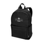 Nachhaltiger, wasserabweisender Urban-Rucksack 16 L für Laptop 14” farbe schwarz Ansicht mit Transferdruck