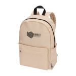 Nachhaltiger, wasserabweisender Urban-Rucksack 16 L für Laptop 14” farbe elfenbeinfarben Ansicht mit Transferdruck