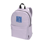 Nachhaltiger, wasserabweisender Urban-Rucksack 16 L für Laptop 14” farbe lila Ansicht mit Transferdruck