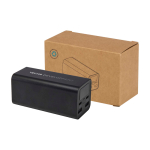 Powerbank aus recyceltem Aluminium 20.000 mAh, ideal für Laptops farbe schwarz Druckansicht des Logos 2