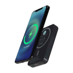 Magnetische Wireless-Powerbank aus recyceltem Kunststoff 5.000 mAh farbe schwarz