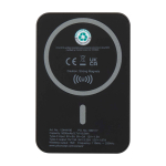 Magnetische Wireless-Powerbank aus recyceltem Kunststoff 5.000 mAh farbe schwarz zweite Rückansicht
