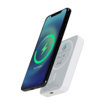 Magnetische Wireless-Powerbank aus recyceltem Kunststoff 5.000 mAh farbe weiß