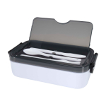 Kunststoff-Lunchbox mit passendem Besteck und großem Fach farbe weiß zweite Ansicht