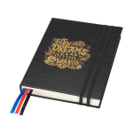 A5-Tagesplaner mit Hardcover aus recyceltem Kunststoff farbe schwarz Ansicht mit Siebdruck