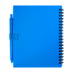 Notizbuch aus recyceltem Kunststoff mit Stifthalter, blaue Tinte farbe blau zweite Rückansicht