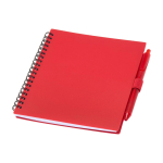 Notizbuch aus recyceltem Kunststoff mit Stifthalter, blaue Tinte farbe rot