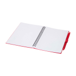 Notizbuch aus recyceltem Kunststoff mit Stifthalter, blaue Tinte farbe rot zweite Ansicht