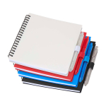 Notizbuch aus recyceltem Kunststoff mit Stifthalter, blaue Tinte farbe rot zweite Ansicht in verschiedenen Farben