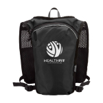 Wasserfeste, reflektierende Laufweste mit Trinksystem farbe schwarz Rückansicht mit Logo