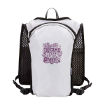 Wasserfeste, reflektierende Laufweste mit Trinksystem farbe sandbraun Rückansicht mit Logo