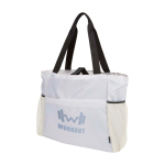 Yogatasche aus recyceltem, wasserdichtem Ripstop-Gewebe 18 L farbe sandbraun Ansicht mit Transferdruck