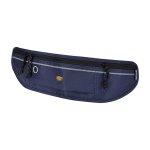 Laufgürtel mit mehreren Taschen und Reflektorelementen farbe marineblau Ansicht mit Transferdruck