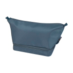 Kulturbeutel aus recyceltem Polyester mit Bodenfach farbe cyan-blau