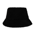 Warmer, leichter Fischerhut aus Sherpa-Material farbe schwarz zweite Rückansicht