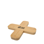 Großer Bambus-Untersetzer im Kreuzdesign Ansicht mit Druckbereich