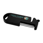 Multifunktions-Küchenwerkzeug mit vier Basisfunktionen farbe schwarz Ansicht mit Tampondruck