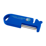 Multifunktions-Küchenwerkzeug mit vier Basisfunktionen farbe blau Ansicht mit Tampondruck