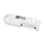 Multifunktions-Küchenwerkzeug mit vier Basisfunktionen farbe weiß Ansicht mit Tampondruck