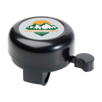 Fahrradklingel aus Aluminium und Kunststoff mit lautem Klang farbe schwarz Ansicht mit Tampondruck