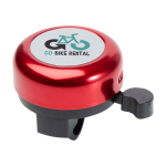 Fahrradklingel aus Aluminium und Kunststoff mit lautem Klang farbe rot Ansicht mit Tampondruck