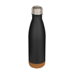 Doppelwandige Edelstahlflasche mit Korkboden 500 ml farbe schwarz