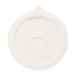 Keramikbecher mit Kunststoffdeckel und großem Griff 450 ml farbe weiß dritte Ansicht