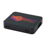 USB-Hub mit 4 Anschlüssen – USB-A- und USB-C-Ausgänge farbe schwarz