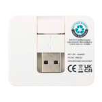 USB-Hub mit 4 Anschlüssen – USB-A- und USB-C-Ausgänge farbe weiß zweite Rückansicht