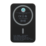 Magnetische Wireless-Powerbank aus recyceltem Kunststoff 10.000 mAh farbe schwarz zweite Rückansicht