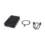 Magnetische Wireless-Powerbank aus recyceltem Kunststoff 10.000 mAh farbe schwarz dritte Ansicht