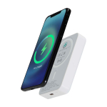 Magnetische Wireless-Powerbank aus recyceltem Kunststoff 10.000 mAh farbe weiß