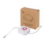 5-in-1-Schnellladekabel mit Daten­sync, ausziehbar 100 W farbe weiß