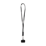 Handy-Lanyard aus recyceltem Kunststoff mit 5-in-1-Ladekabel 65 W farbe schwarz dritte Vorderansicht