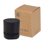 Wireless-Lautsprecher aus recyceltem Kunststoff mit Mikrofon 3 W farbe schwarz Druckansicht des Logos 2