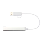 USB-Hub aus recyceltem Aluminium mit 4 Lade- und Datenports farbe silber zweite Vorderansicht