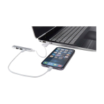 USB-Hub aus recyceltem Aluminium mit 4 Lade- und Datenports farbe silber zweite Ansicht