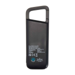 Wasserfeste Eco-Powerbank mit Karabiner 5.000 mAh farbe schwarz zweite Rückansicht