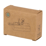 2-in-1-Powerbank aus recyceltem Kunststoff mit Klappständer farbe schwarz zweite Ansicht mit Box