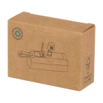 2-in-1-Powerbank aus recyceltem Kunststoff mit Klappständer farbe weiß zweite Ansicht mit Box