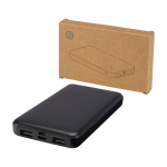 Powerbank aus recyceltem Kunststoff mit LED-Ladeanzeige 10.000 mAh farbe schwarz