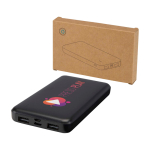 Powerbank aus recyceltem Kunststoff mit LED-Ladeanzeige 10.000 mAh farbe schwarz