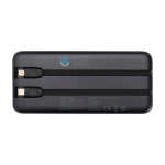 Powerbank aus recyceltem Kunststoff mit 2 Kabeln 10.000 mAh farbe schwarz zweite Rückansicht