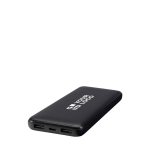 Powerbank aus recyceltem Kunststoff mit 2 Kabeln 10.000 mAh Ansicht mit Druckbereich