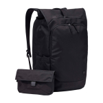 Erweiterbarer Laptop-Rucksack aus Polyester mit Rolltop-Verschluss 17” farbe schwarz dritte Ansicht