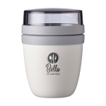 Mini-Lunchbox aus Kunststoff mit 2 Fächern 420 ml Mepal Ellipse Mini farbe weiß Ansicht mit Tampondruck