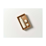 Modulare Flasche mit 3 Deckeln 500 ml Ocean Bottle farbe sandbraun zweite Ansicht mit Box