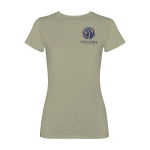 Damen-T-Shirt kurzarm tailliert 280 g/m² Roly Fiyi farbe khaki Ansicht mit Siebdruck
