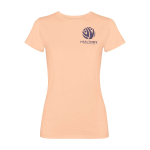 Damen-T-Shirt kurzarm tailliert 280 g/m² Roly Fiyi farbe korallenrot Ansicht mit Siebdruck