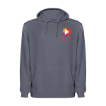 Unisex-Hoodie mit Kapuze, gewaschenes Finish 250 g/m² Roly Kenia farbe dunkelgrau Ansicht mit Siebdruck